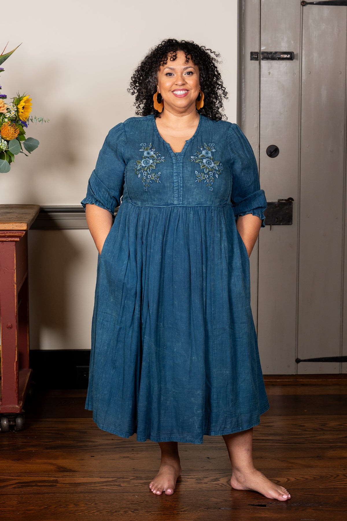 Celeste Dress in Dark Blue
