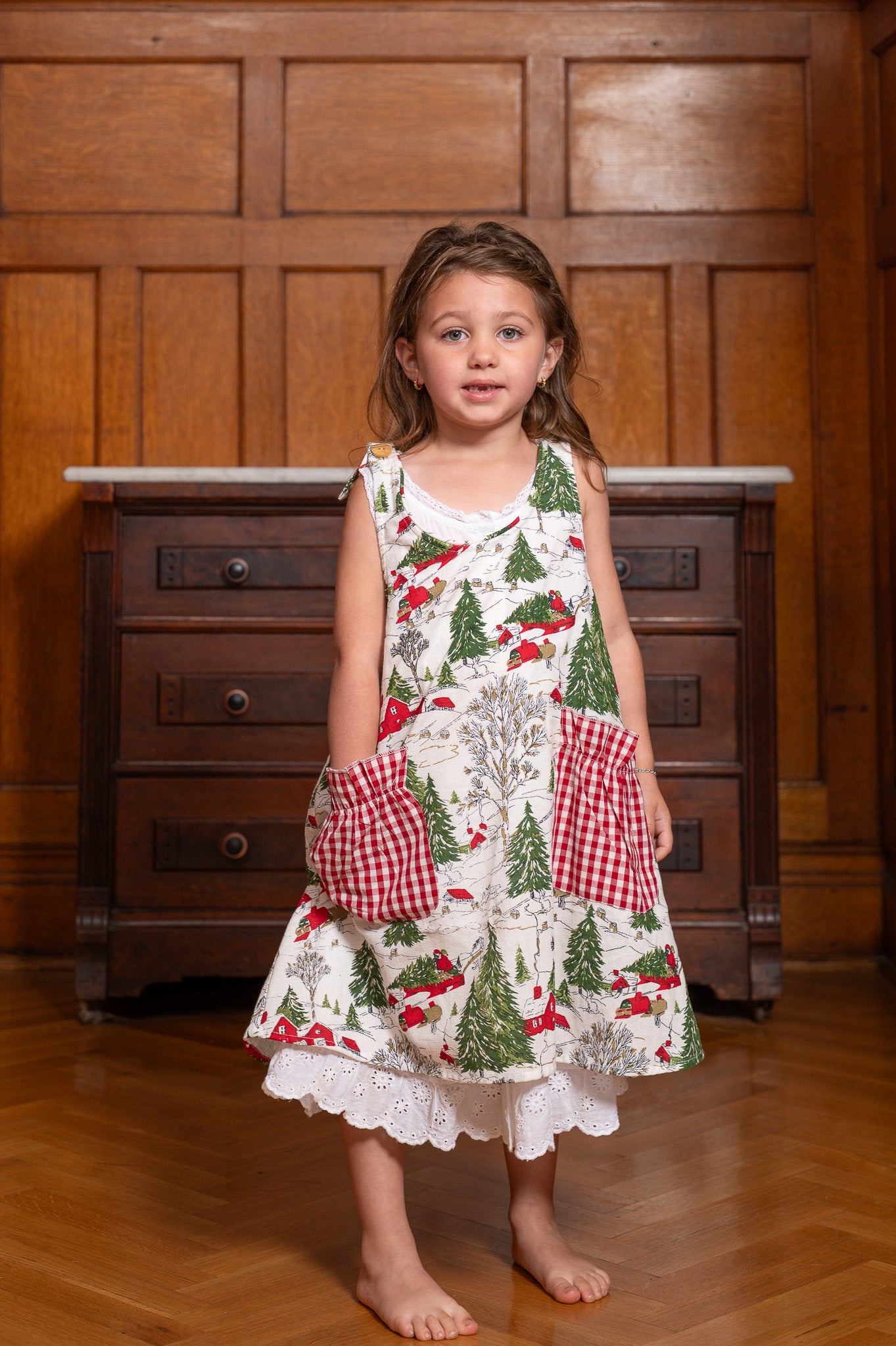 Limited-Edition Christmas Cottage Farmhouse Kids Apron