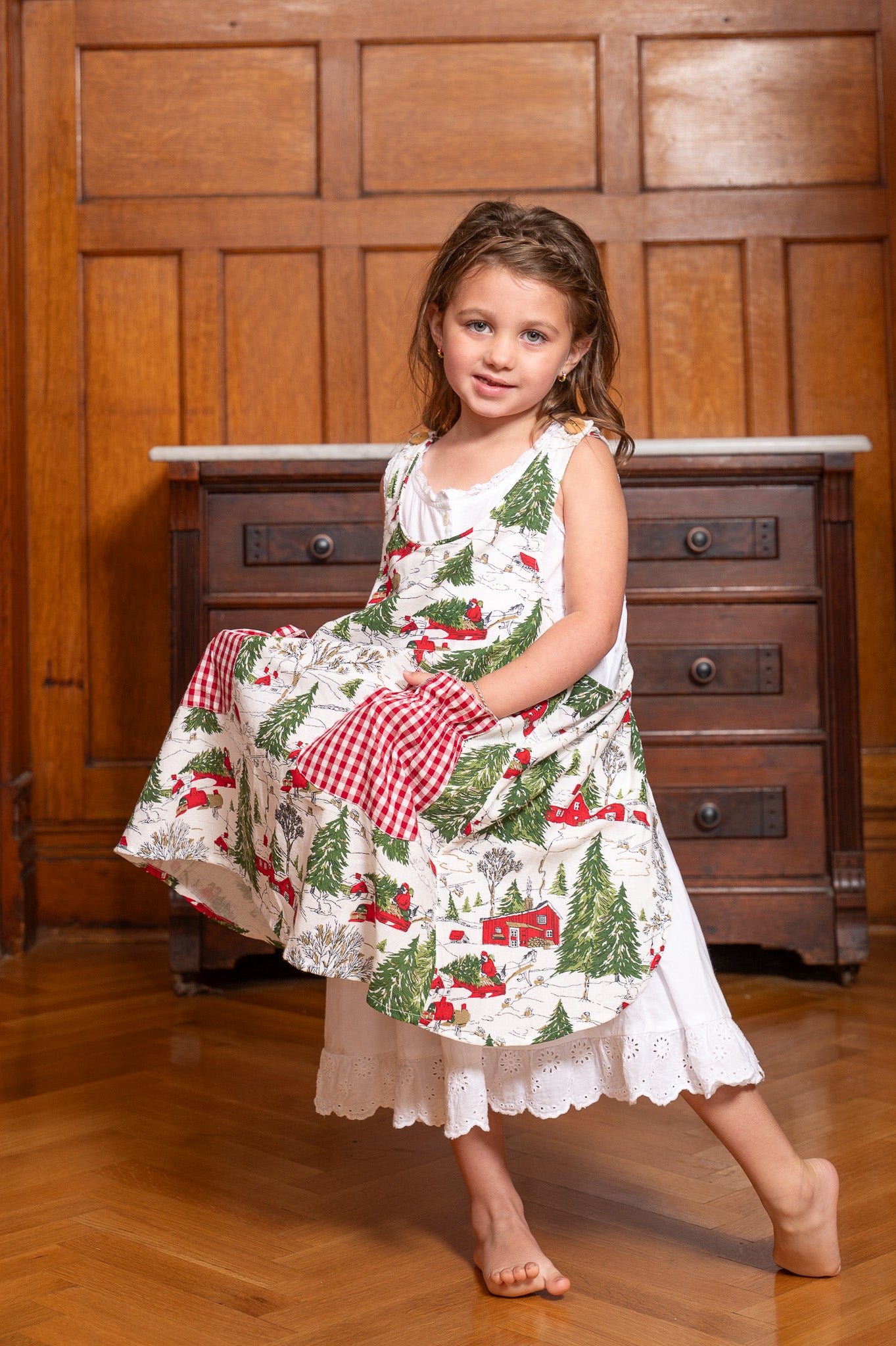 Limited-Edition Christmas Cottage Farmhouse Kids Apron