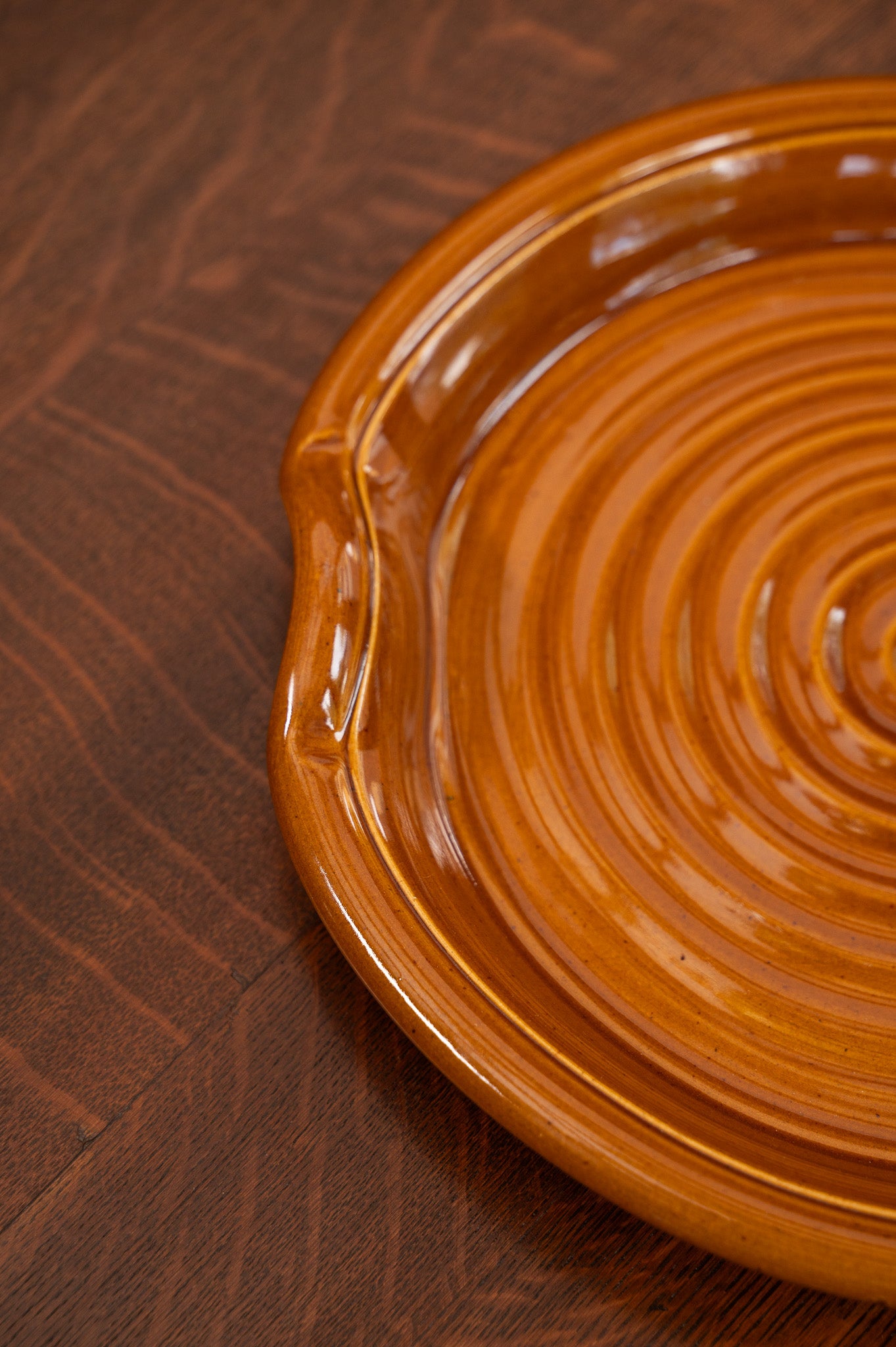 Cinnamon Glaze Ceramic Handled Serving Platter
