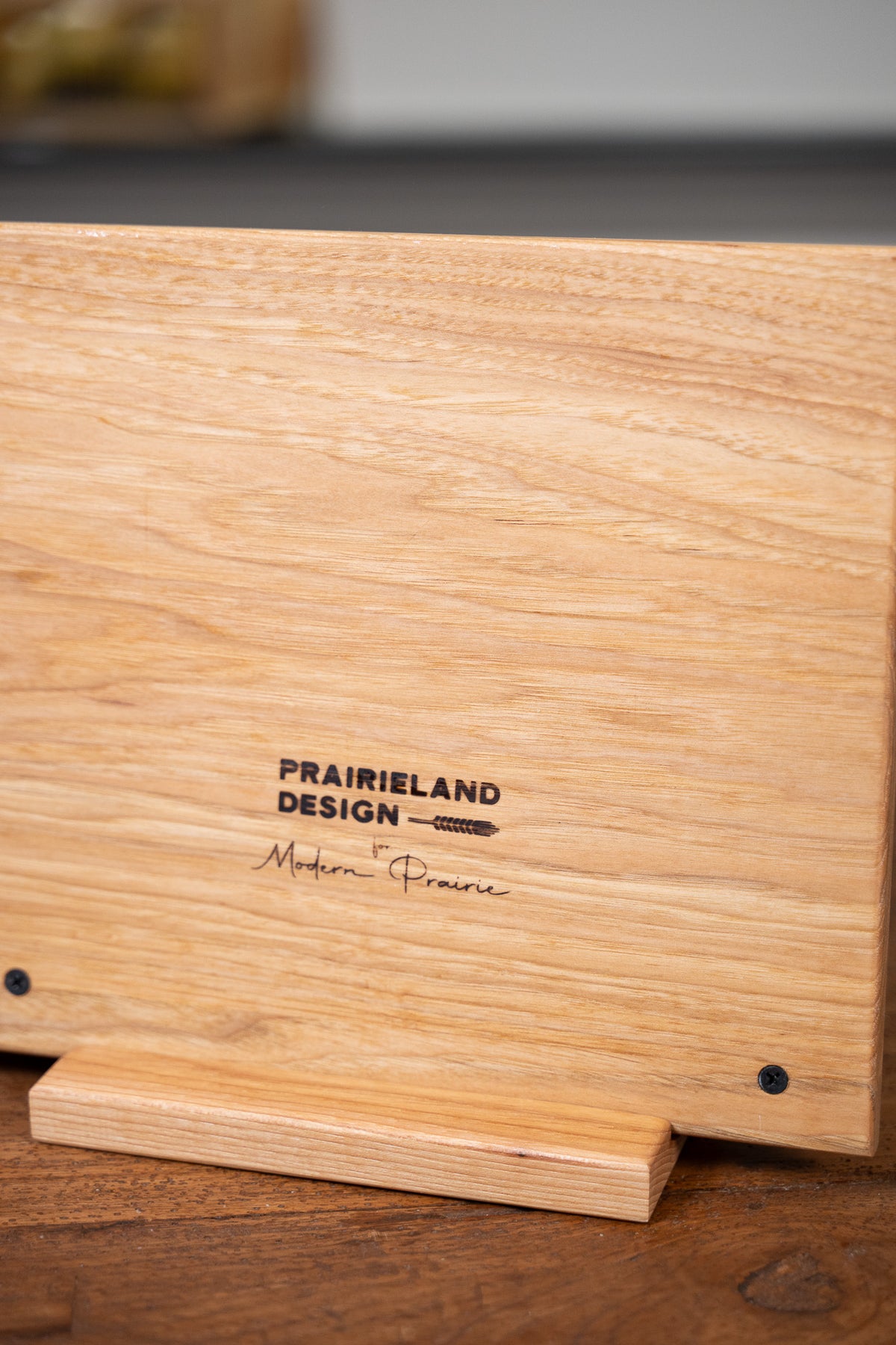 A Prairie Song Hickory Wood Cookbook & Tablet Holder