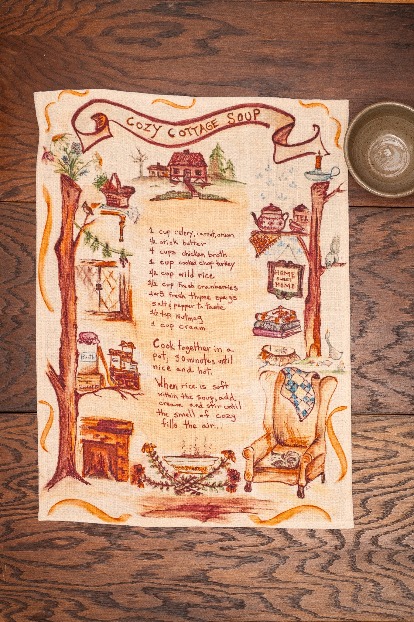 Cozy Cottage Soup Tea Towel