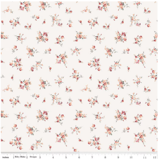 Daybreak on the Prairie Cream Bouquet, Fabric by the Yard
