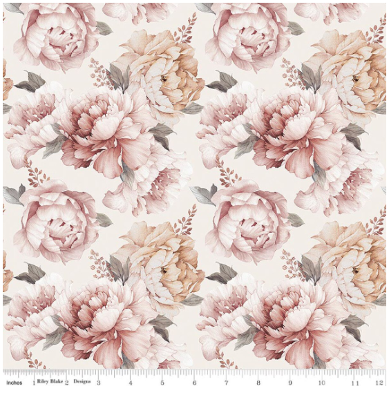 Daybreak on the Prairie Cream Peonies, Fabric by the Yard