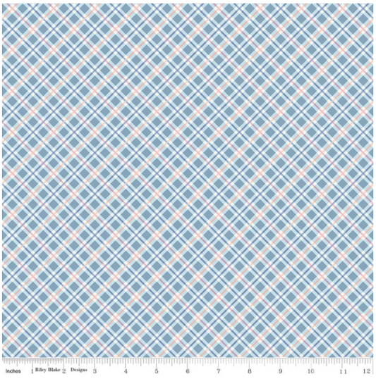 Daybreak on the Prairie Plaid Blue, Fabric by the Yard