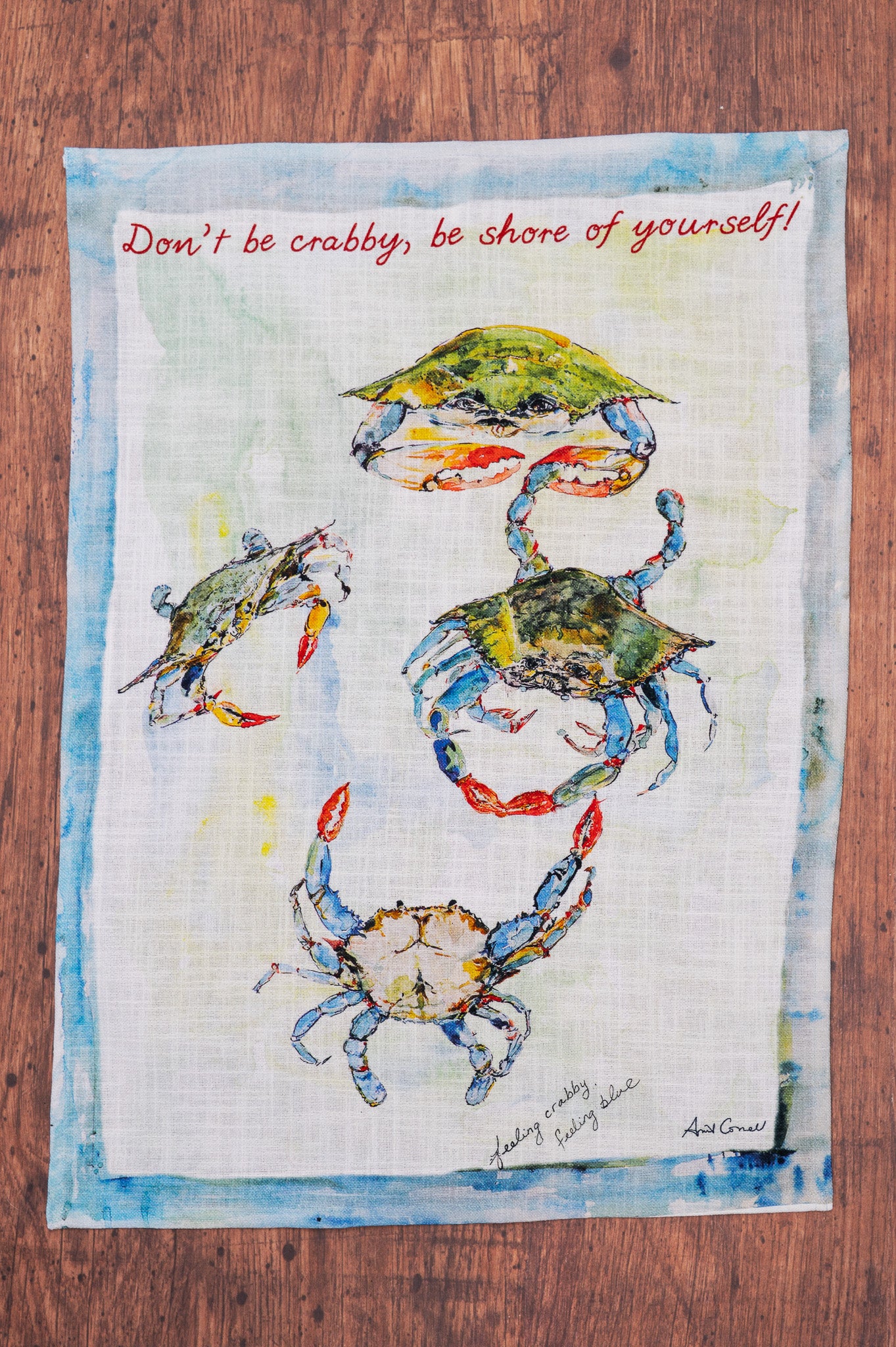 Feeling Crabby Watercolor Tea Towel