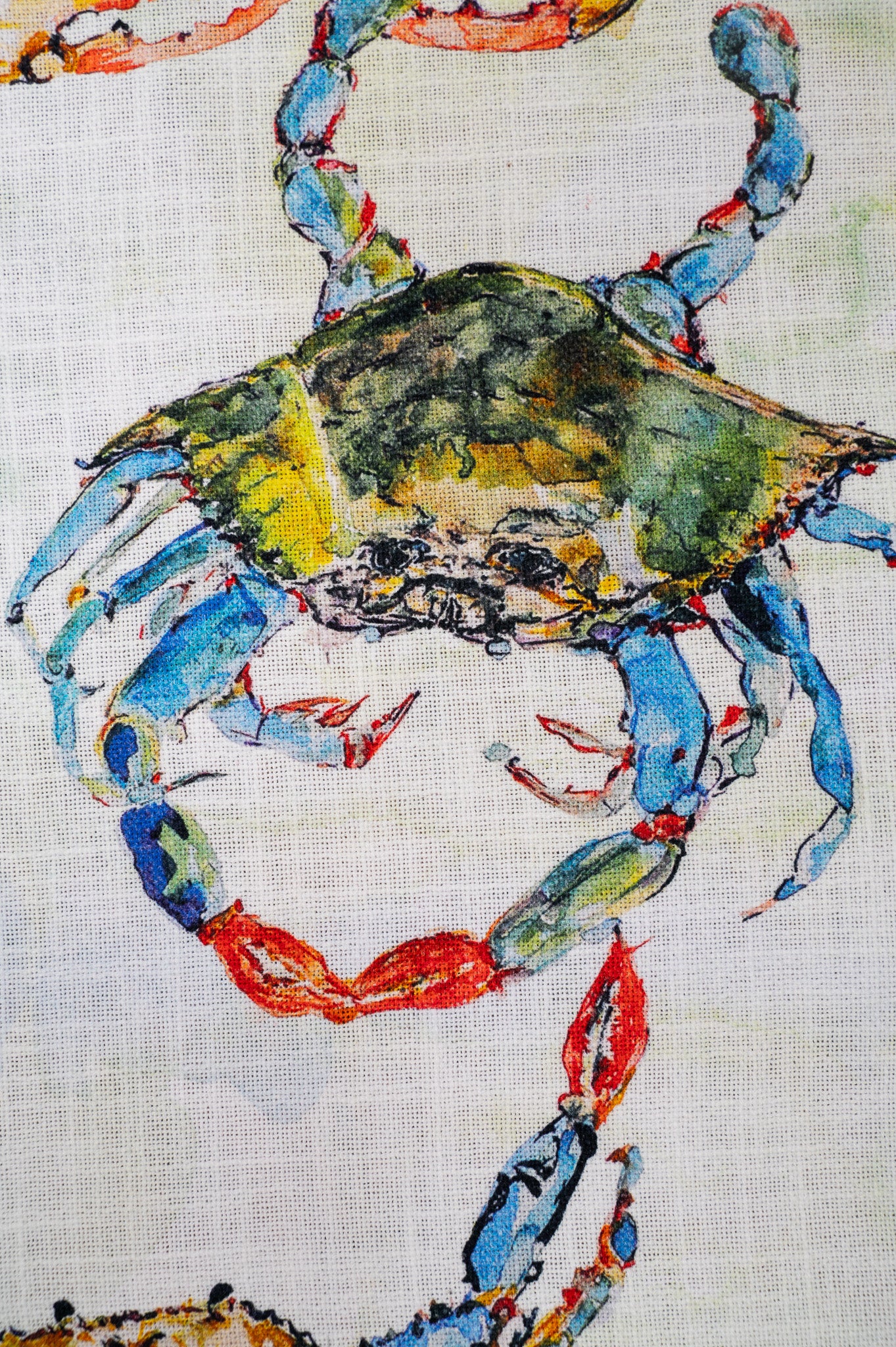 Feeling Crabby Watercolor Tea Towel