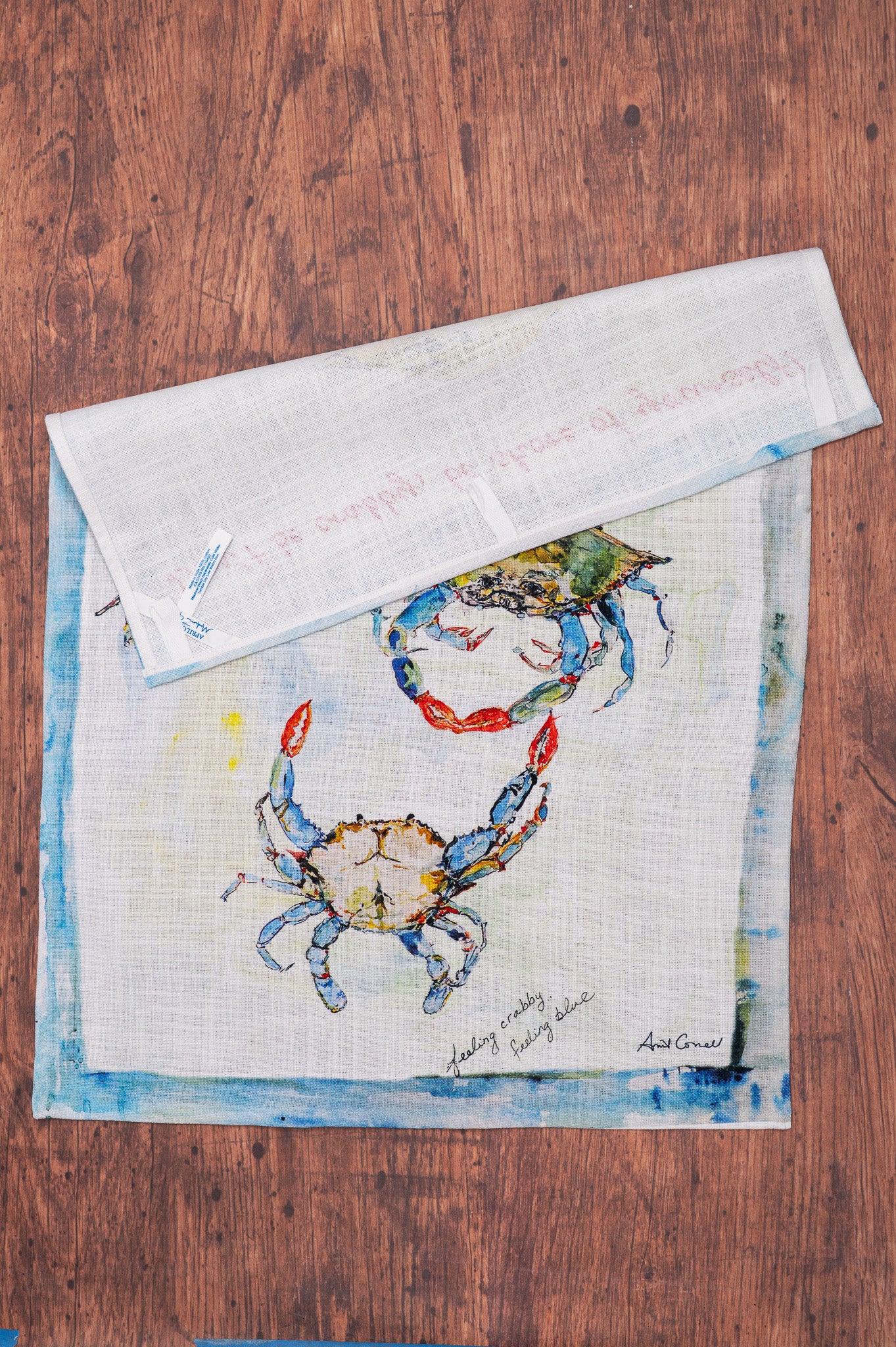 Feeling Crabby Watercolor Tea Towel