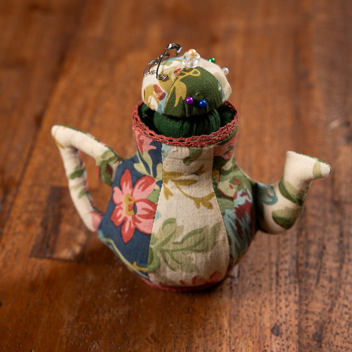 Eternal Rose Tea Pot Sewing Kit & Pin Cushion