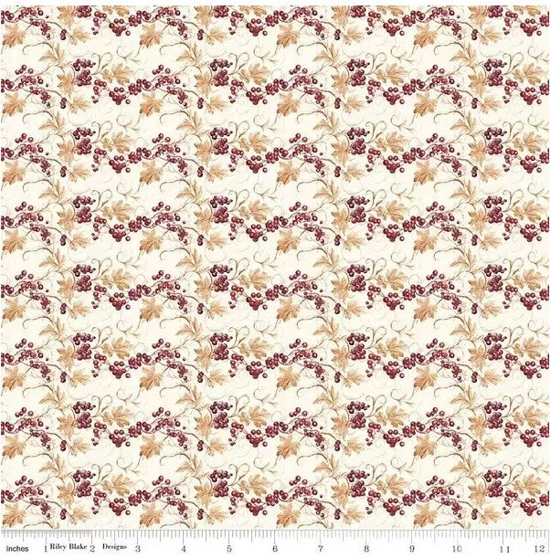 Evening on the Prairie Prairie Berries Cream, Fabric by the Yard