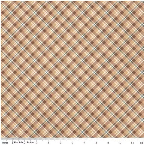 Evening on the Prairie Prairie Plaid Sienna, Fabric by the Yard