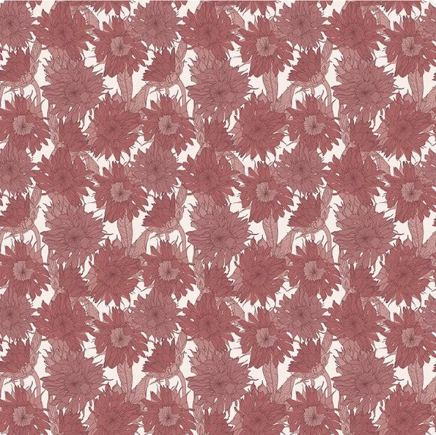 Evening on the Prairie Sunflower Dusty Rose, Fabric by the Yard