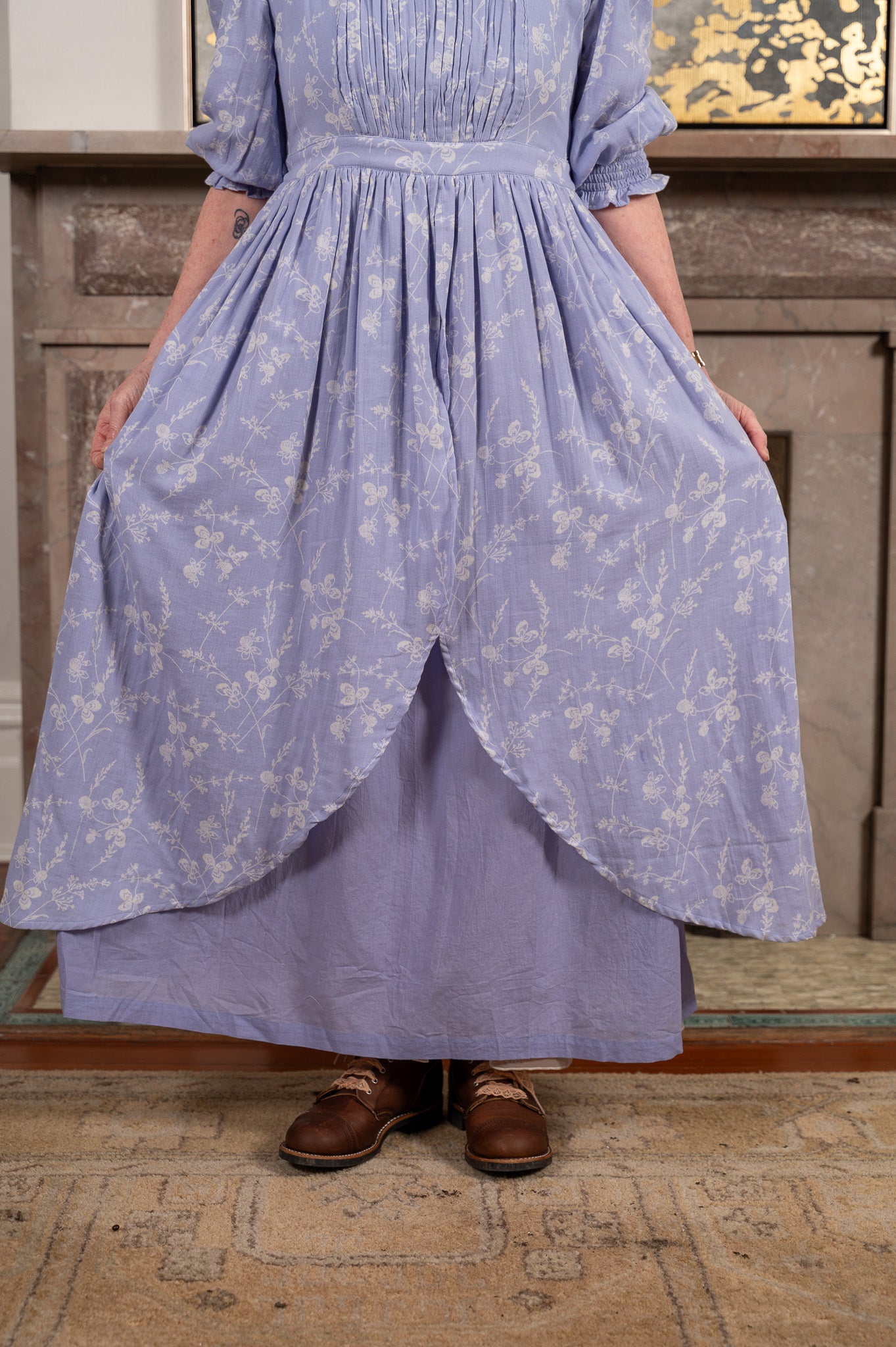 April Cornell Women's Periwinkle Cotton Slub Dress, White/Periwinkle Size M April Cornell Women's Periwinkle Cotton Slub Dress, White/Periwinkle Size M