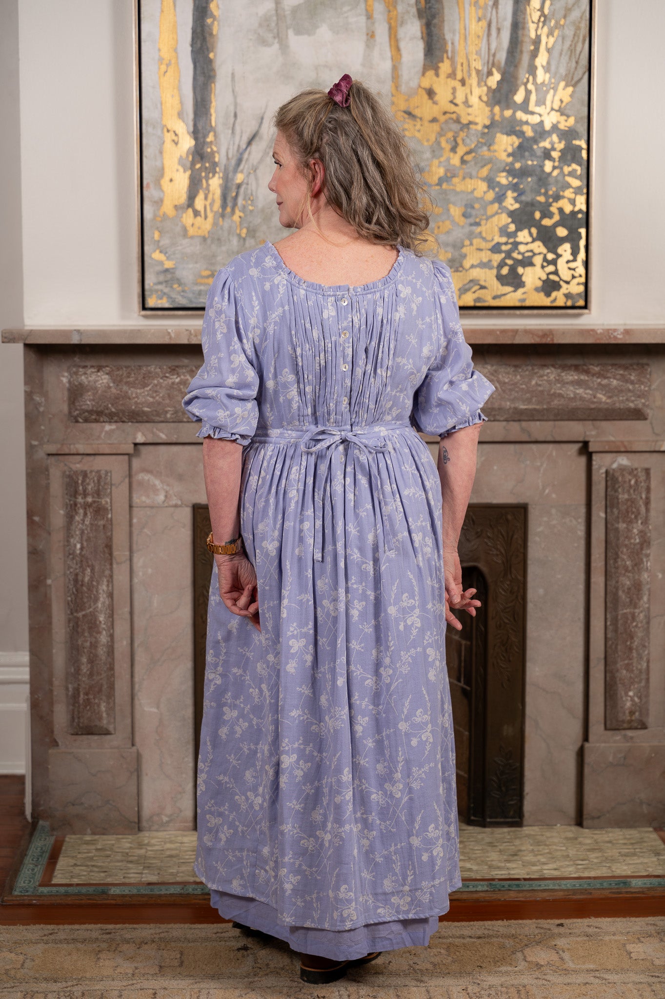 April Cornell Women's Periwinkle Cotton Slub Dress, White/Periwinkle Size M April Cornell Women's Periwinkle Cotton Slub Dress, White/Periwinkle Size M
