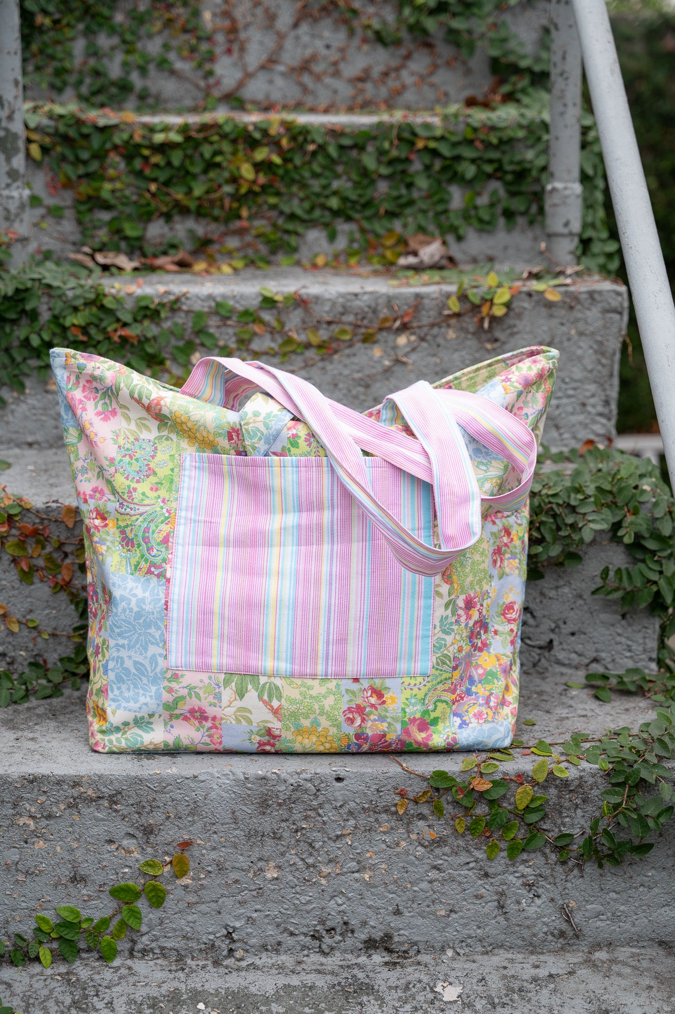 Garden Collage Patchwork Market Tote Bag