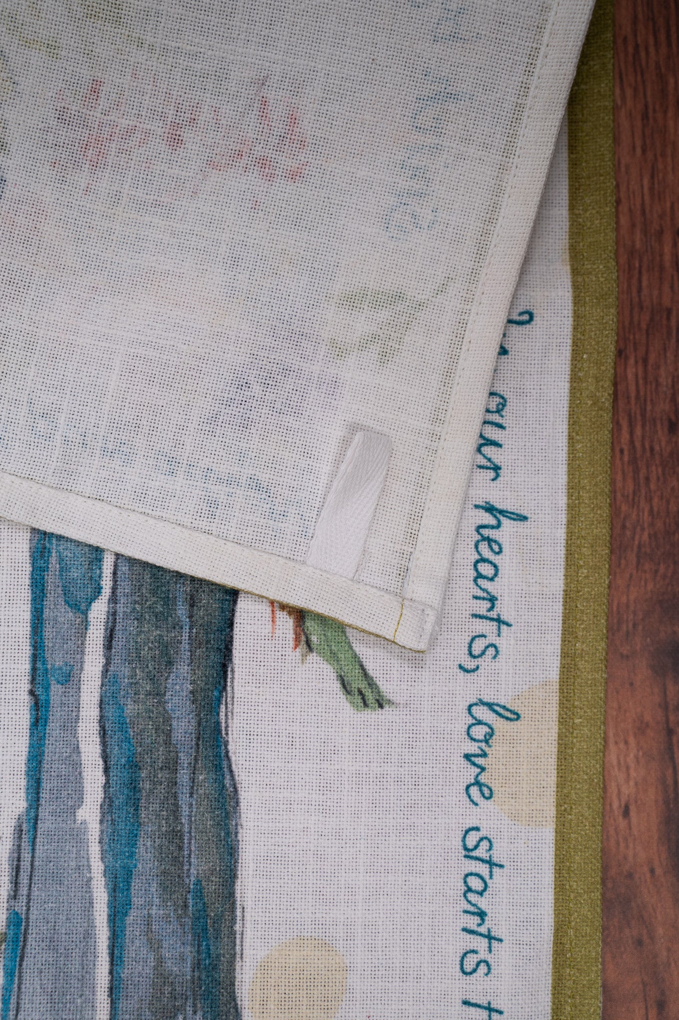 Watercolor Gardener's Poem Tea Towel