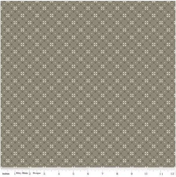 Evening on the Prairie Geo Floral Green, Fabric by the Yard