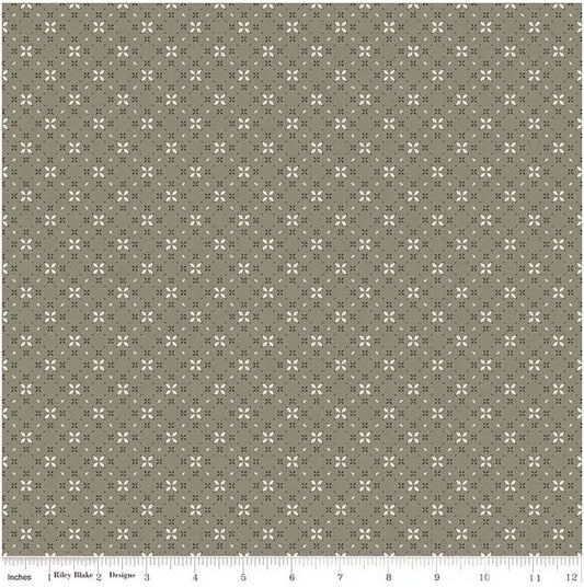 Evening on the Prairie Geo Floral Green, Fabric by the Yard