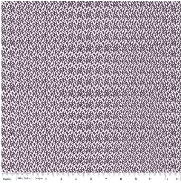 Evening on the Prairie Geo Leaves Purple, Fabric by the Yard