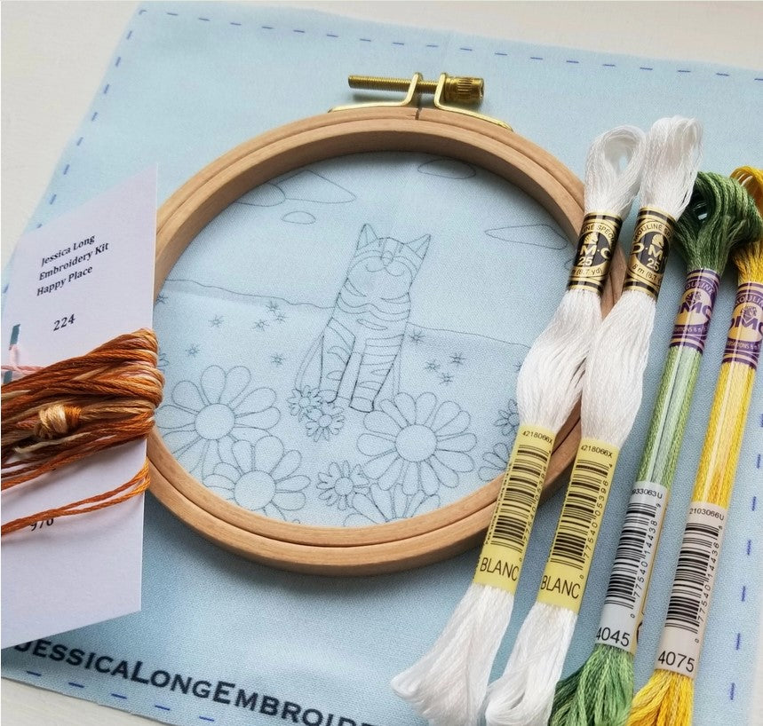 Happy Cat Beginner's Hand Embroidery Kit