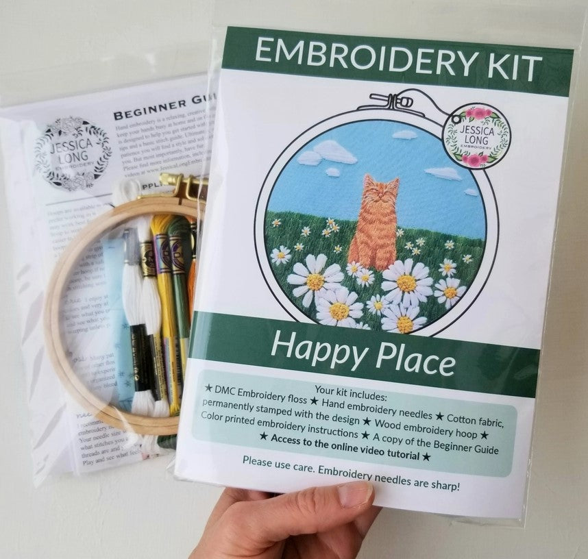 Happy Cat Beginner's Hand Embroidery Kit