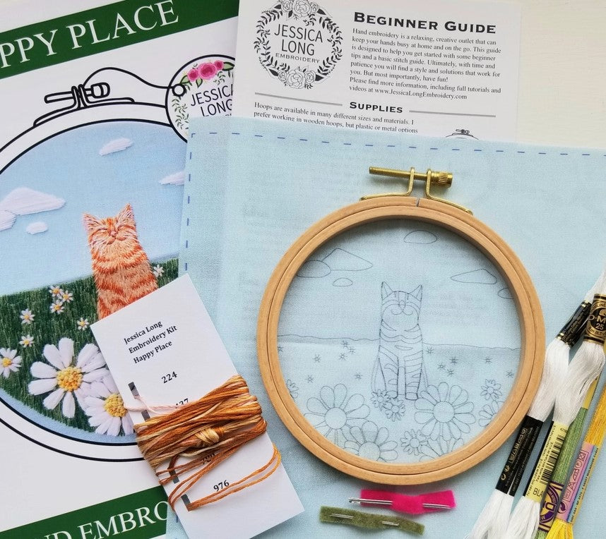 Happy Cat Beginner's Hand Embroidery Kit