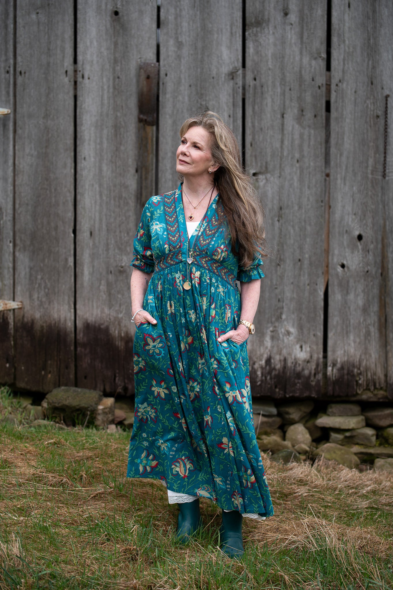 April Cornell Women's The Hazel Dress, deep teal, 1X
