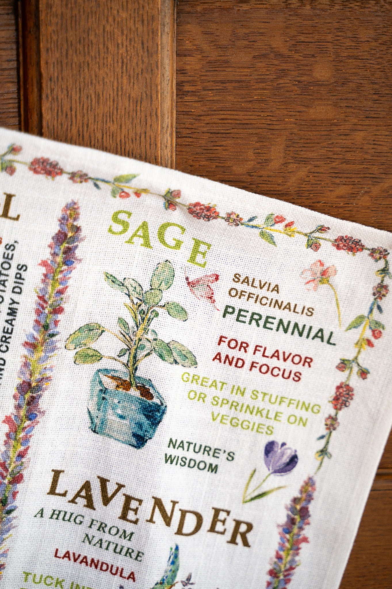 An Ode to Herbs Watercolor Tea Towel