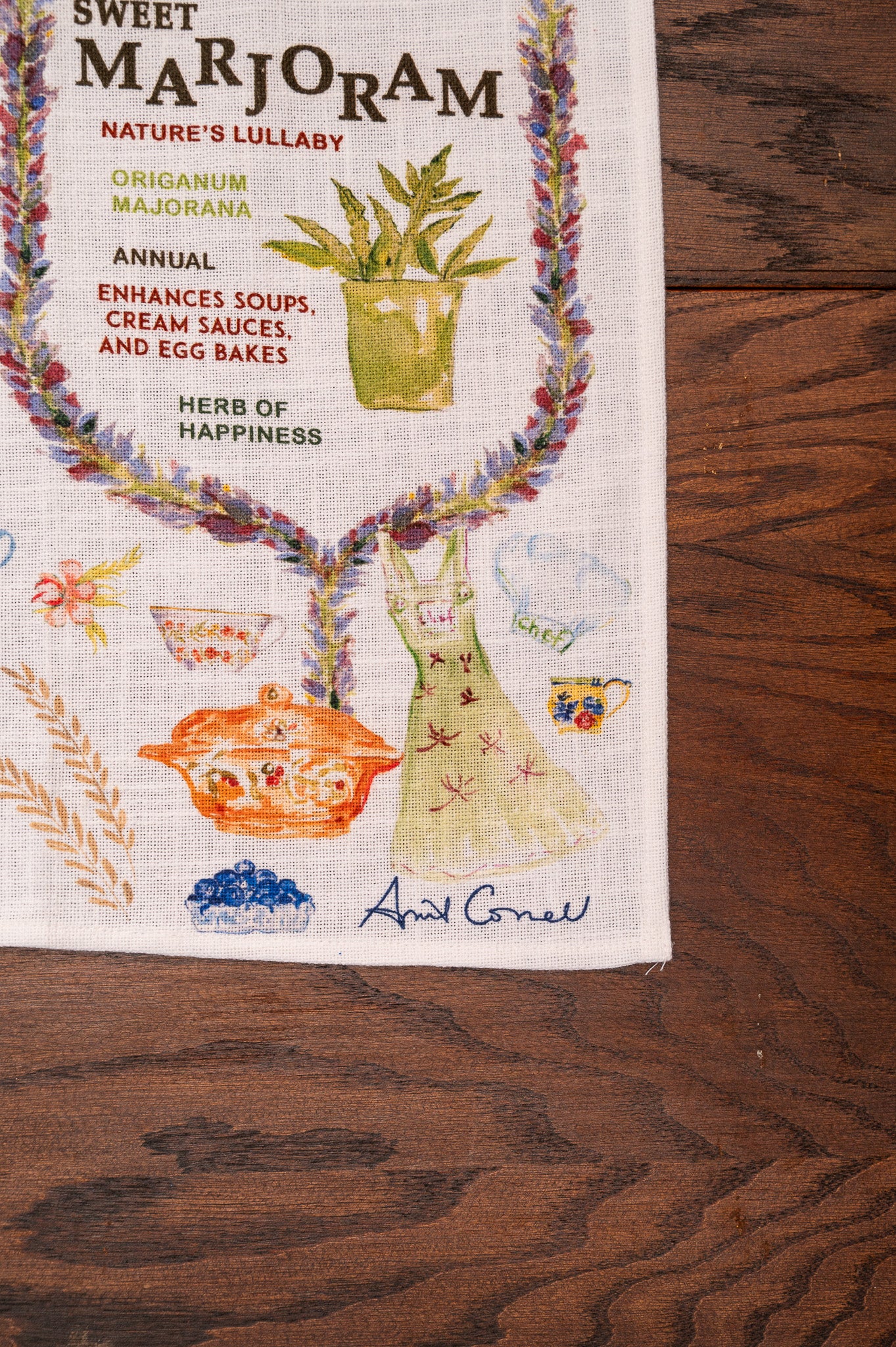 An Ode to Herbs Watercolor Tea Towel