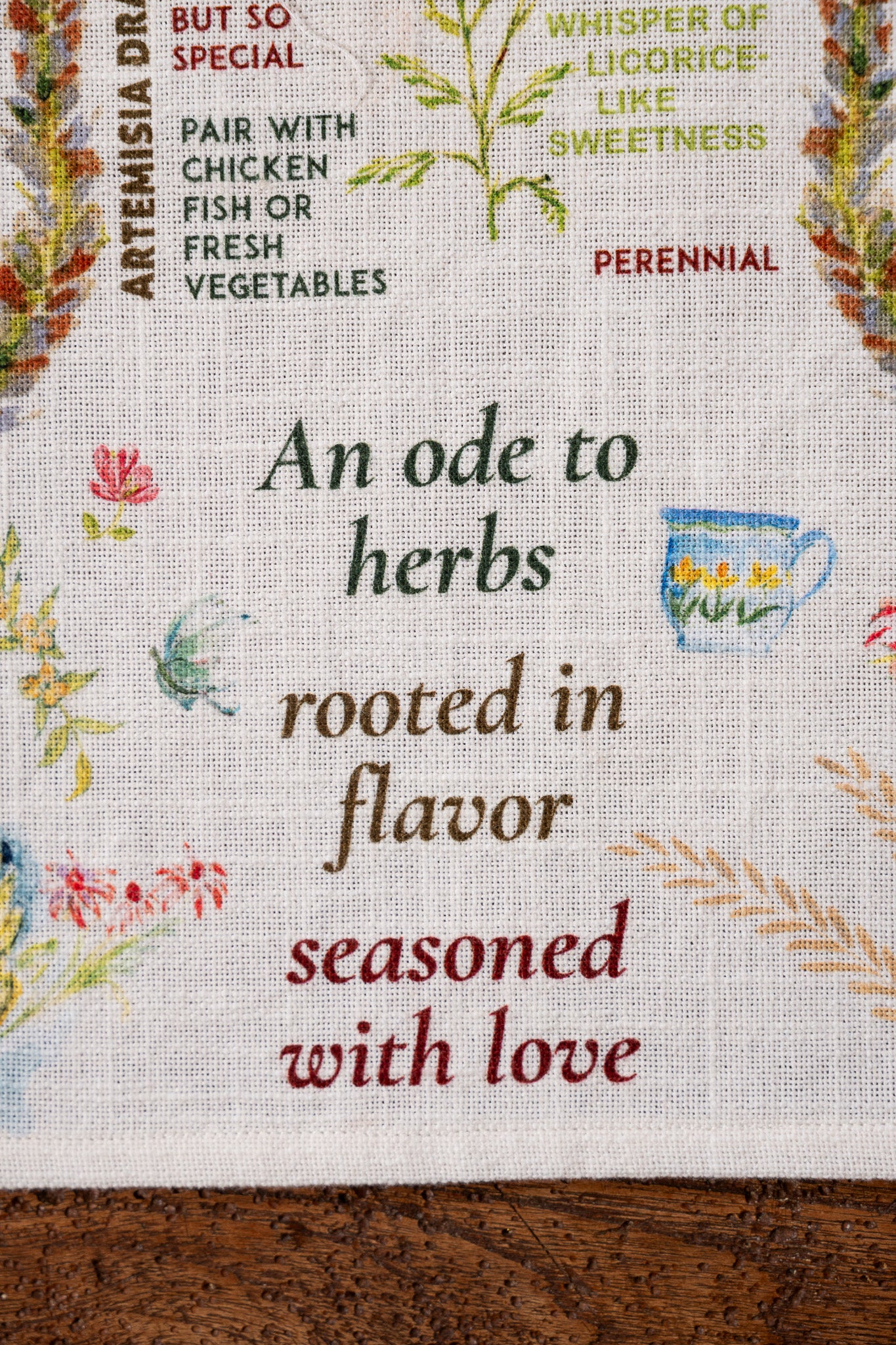 Herbs Tea Towel with Button