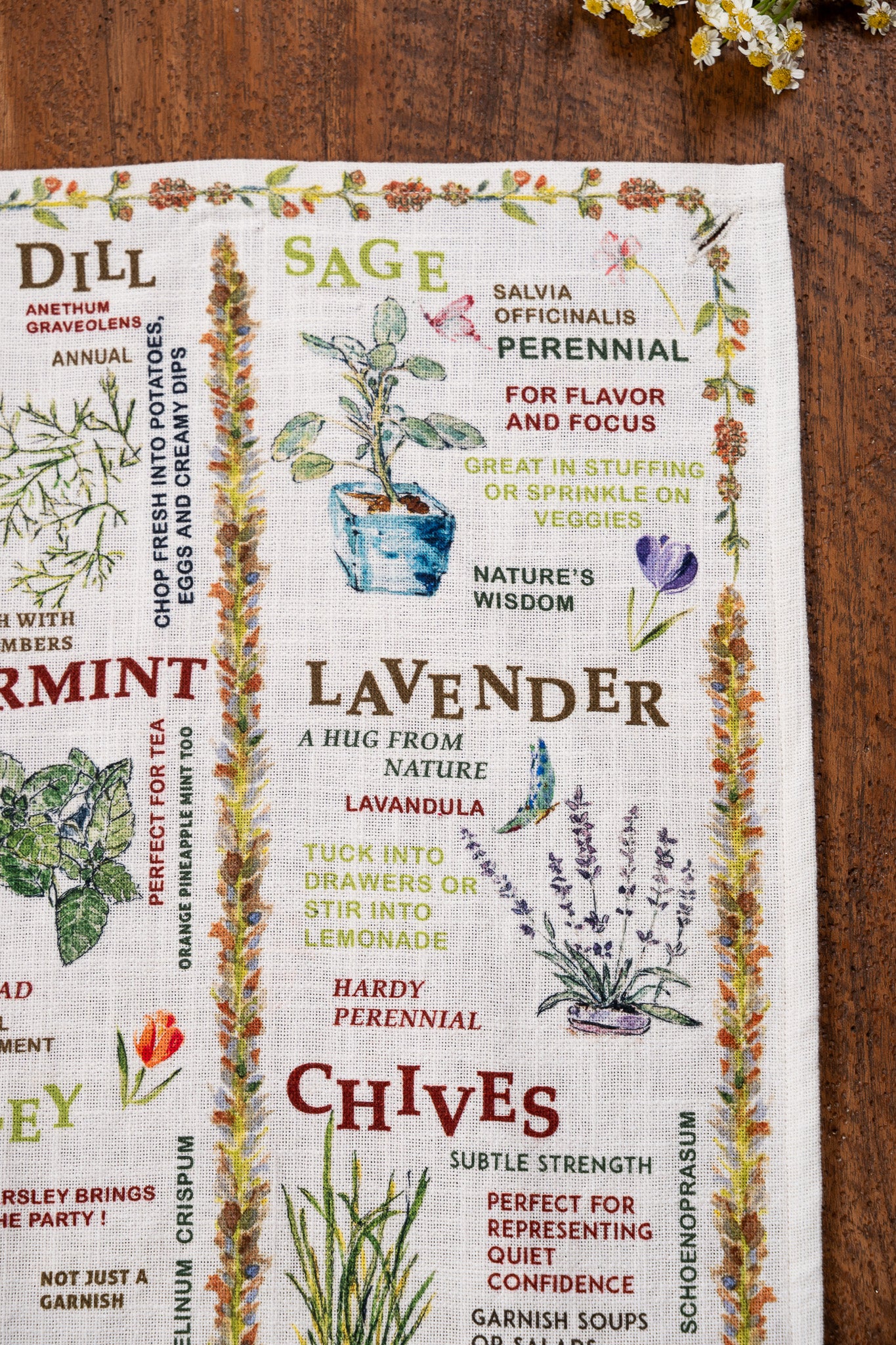 Herbs Tea Towel with Button