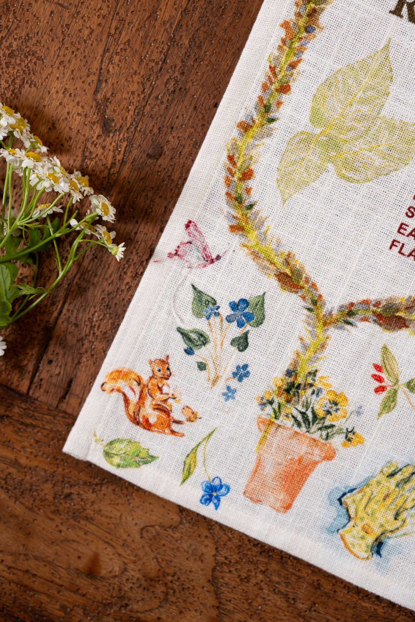 Herbs Tea Towel with Button