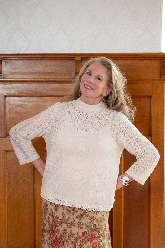 High Society Lace Blouse in Ecru
