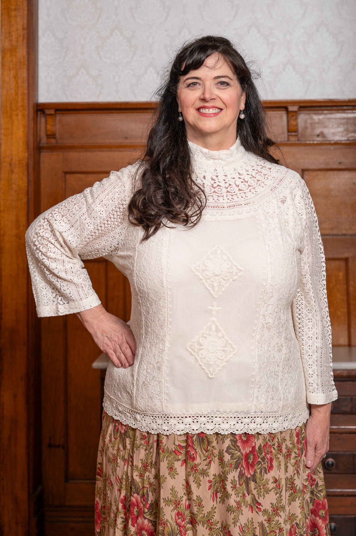 High Society Lace Blouse in Ecru