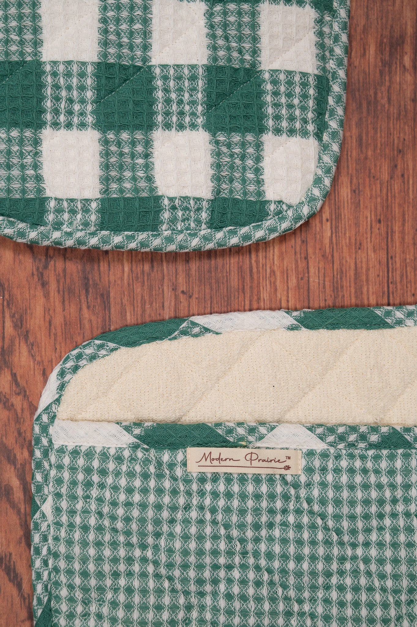 Prairie Essentials Pocket Potholders in Green Plaid, Set of 2