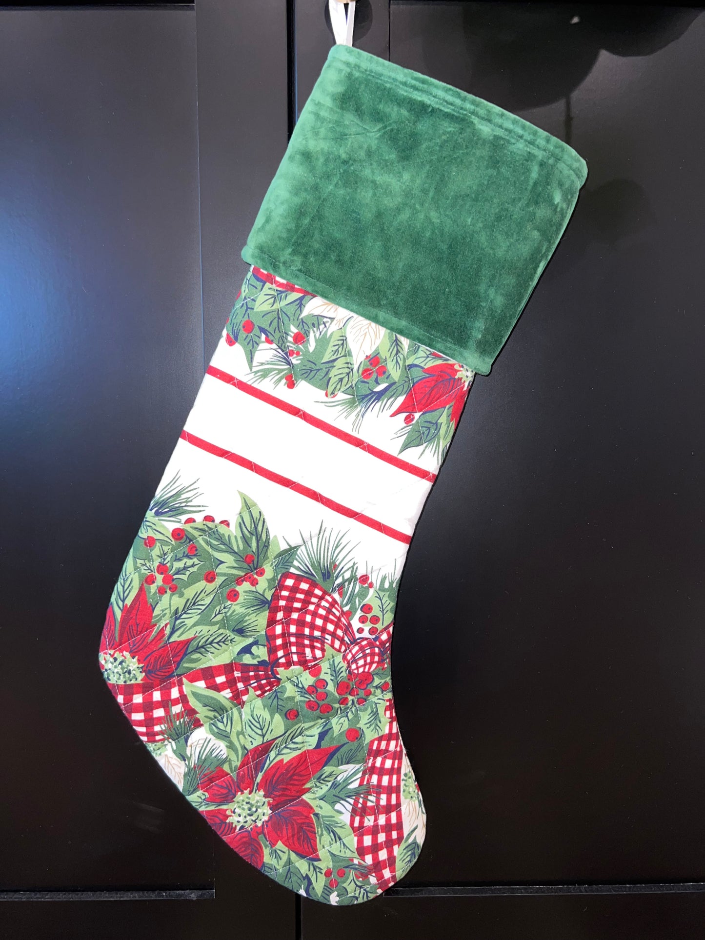 Christmas Cottage Poinsettia Stocking