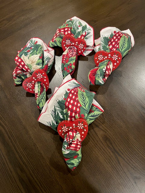 Christmas Cottage Poinsettia Luncheon Napkins, Set of 6