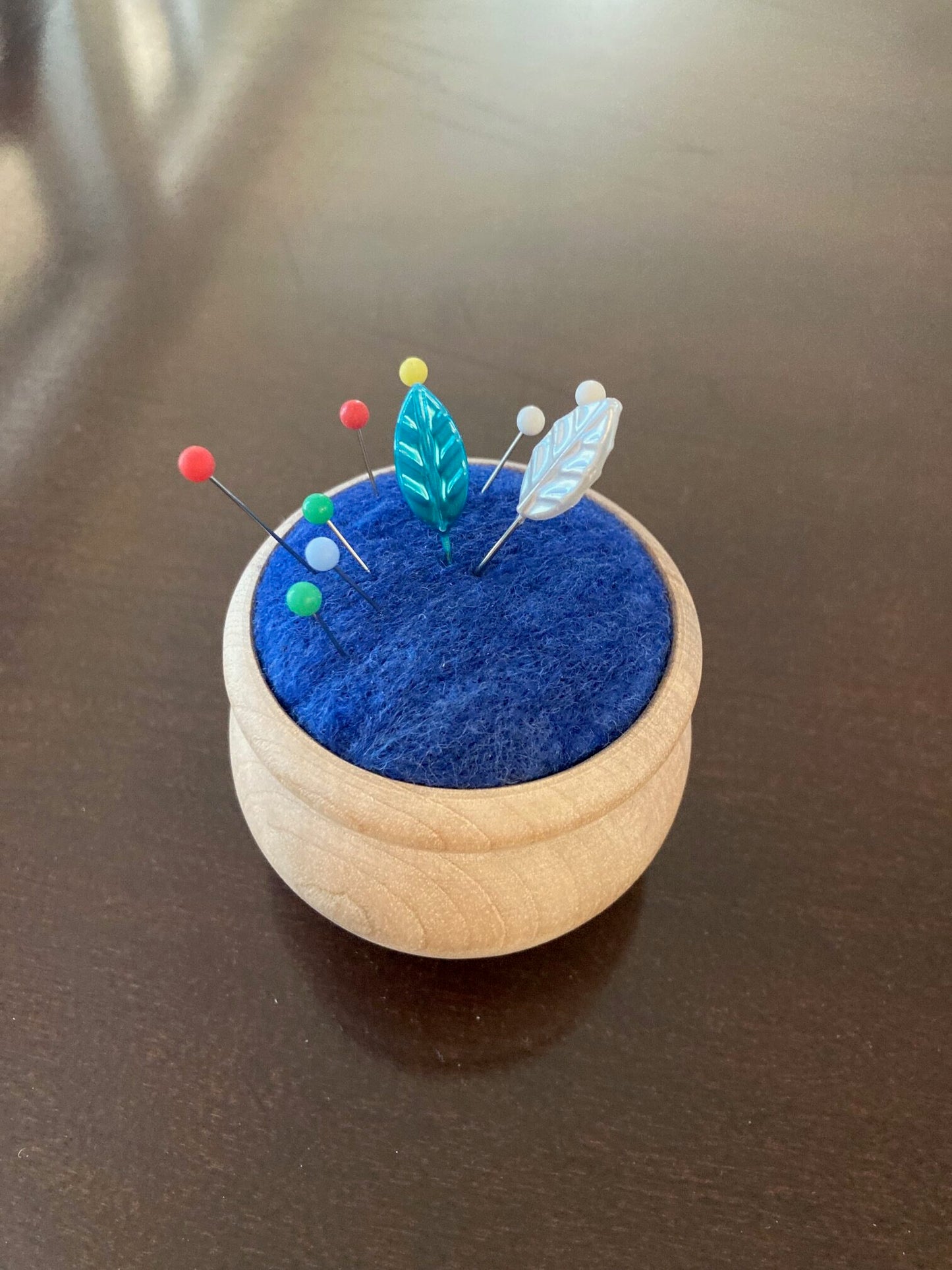 Life's 'Pin' Good Custom Felted Pin Cushion in Blue