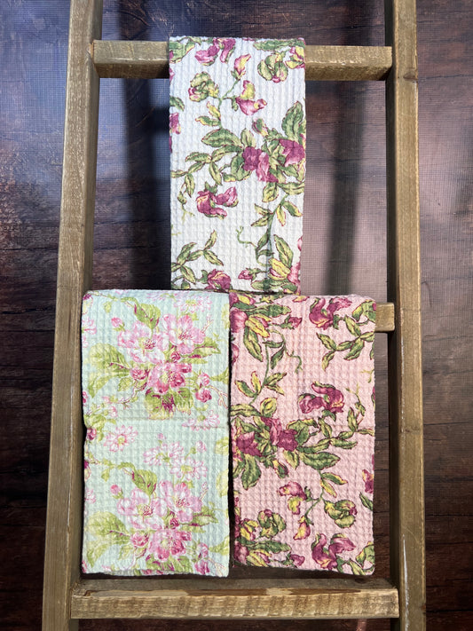 Sweet Pea Patchwork Tea Towel Bundles, Set of 3