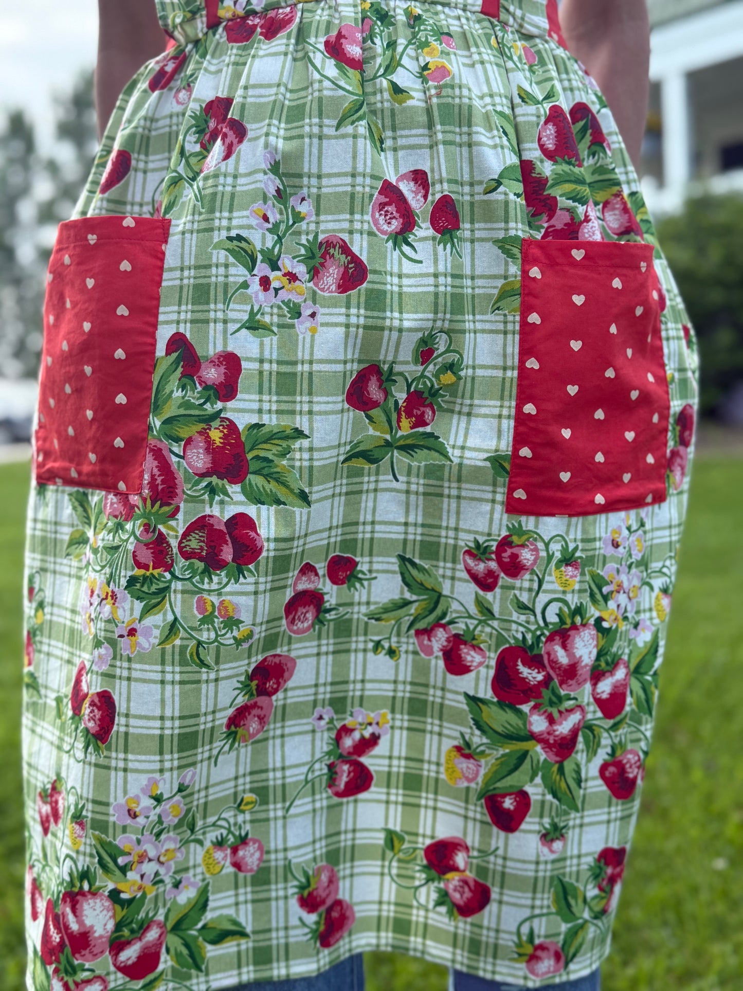 Strawberry Gingham Ruffle Apron