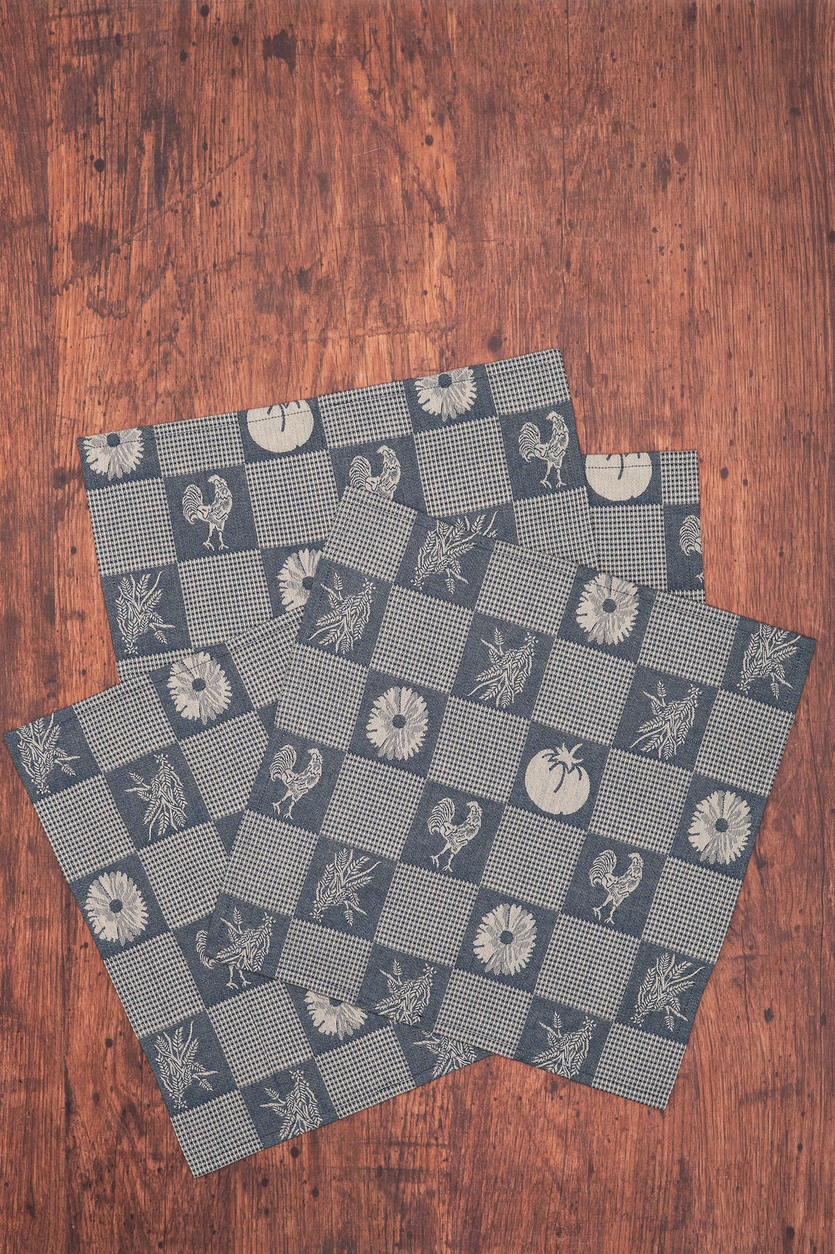 Prairie Kitchen Jacquard Napkins in Navy, Set of 4