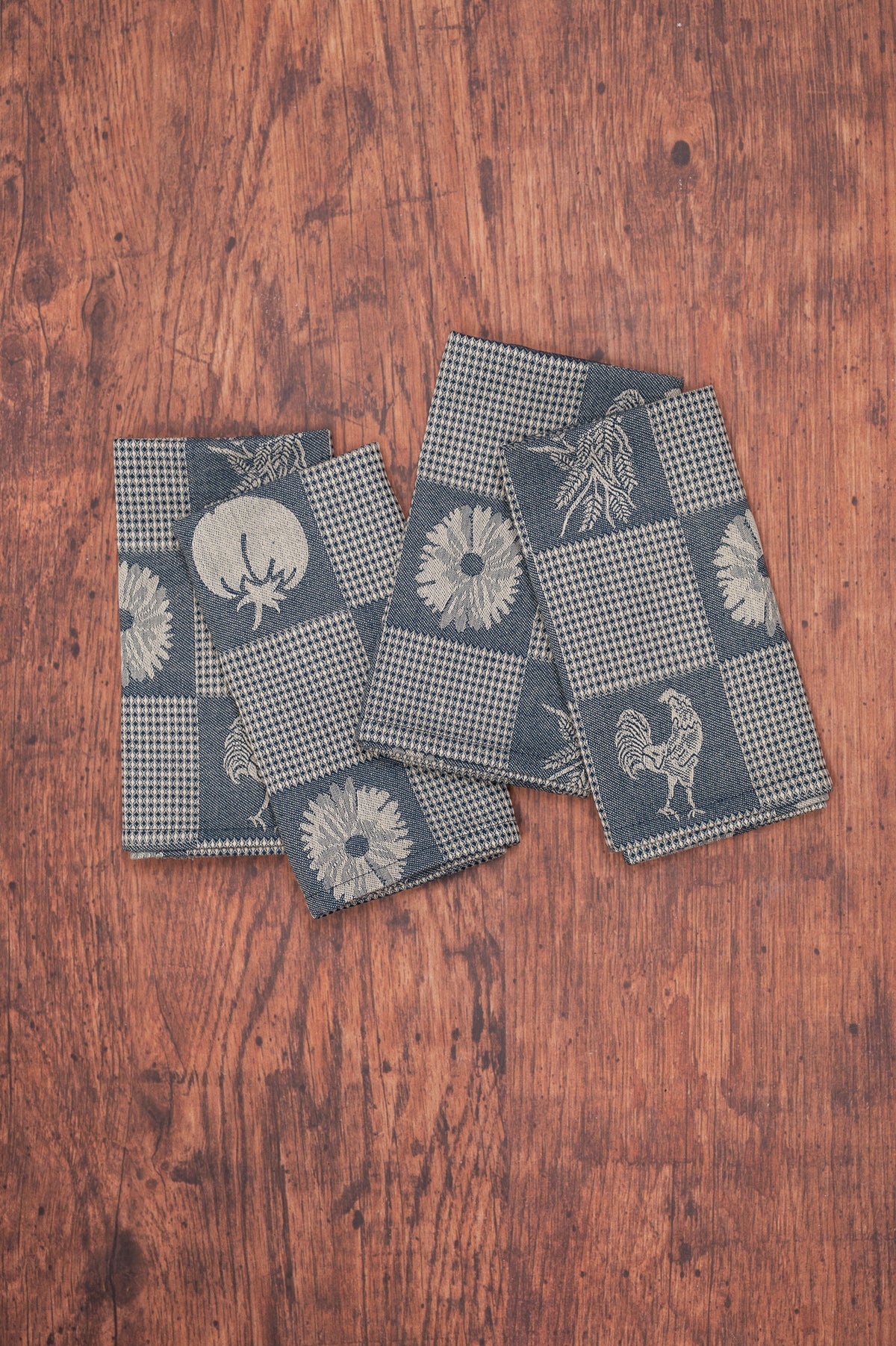 Prairie Kitchen Jacquard Napkins in Navy, Set of 4
