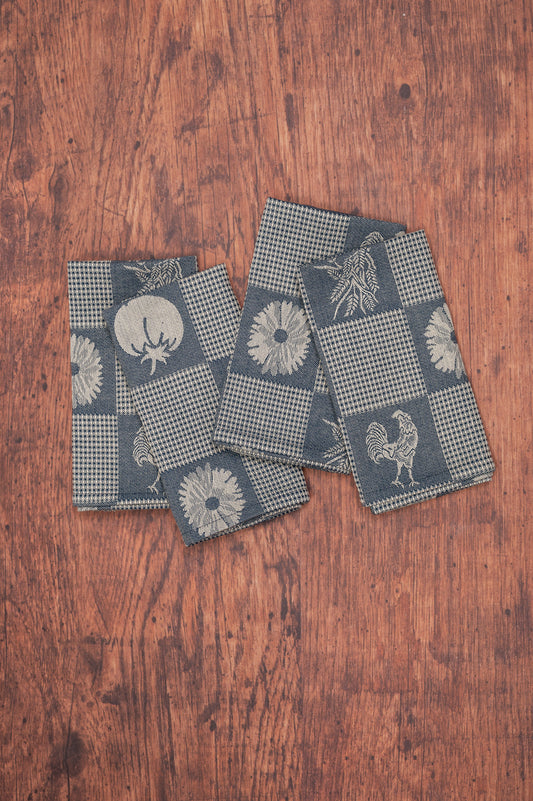 Prairie Kitchen Jacquard Napkins in Navy, Set of 4