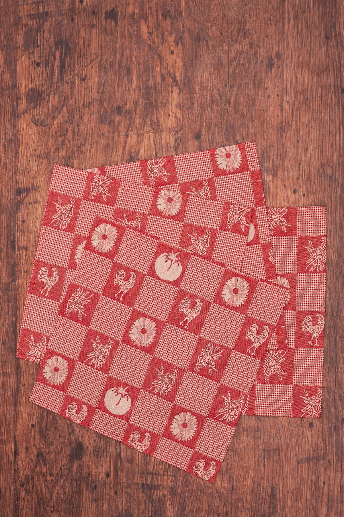 Prairie Kitchen Jacquard Napkins in Red, Set of 4