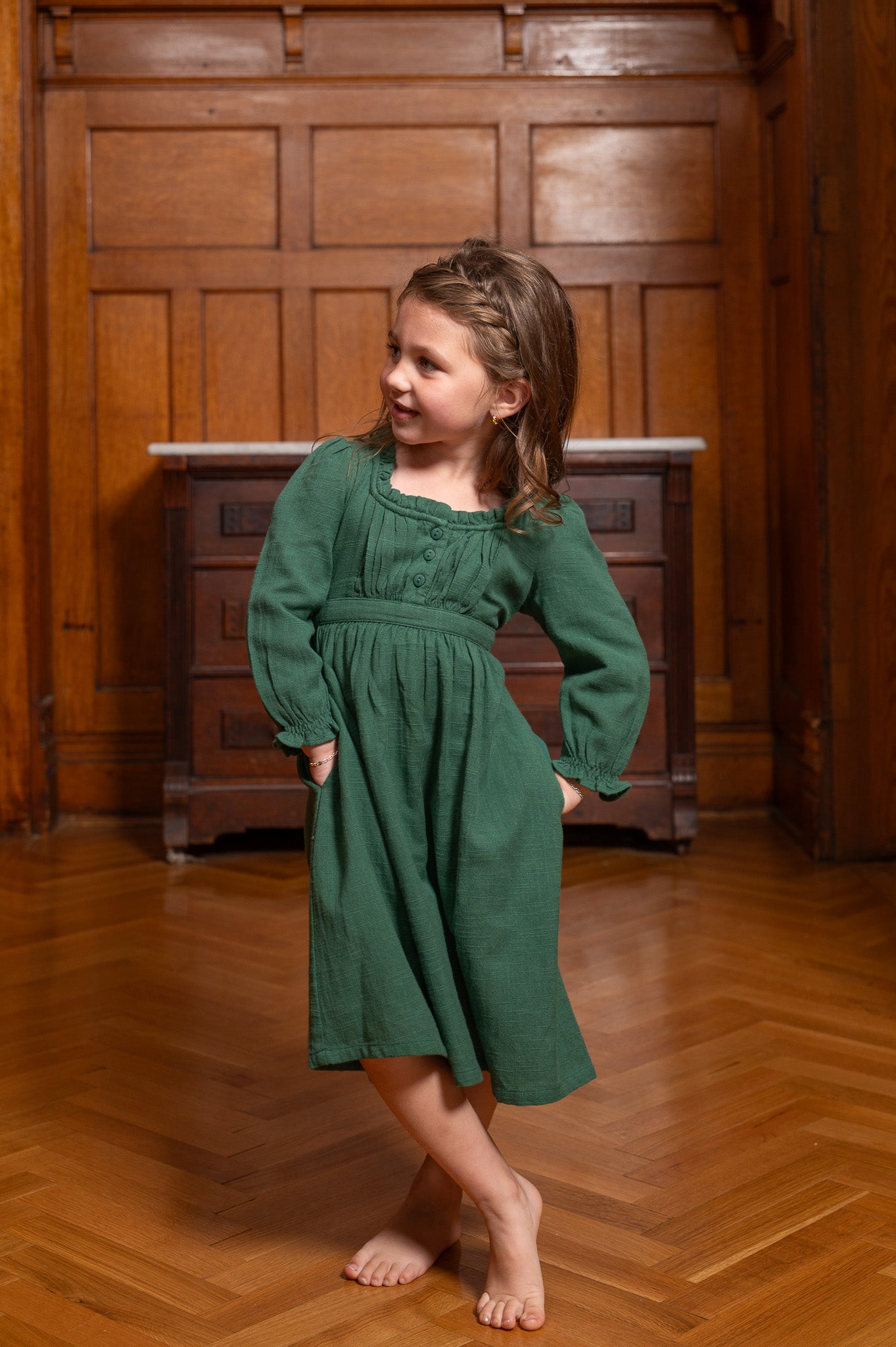 Quarter-Pint Laura Dress in Emerald