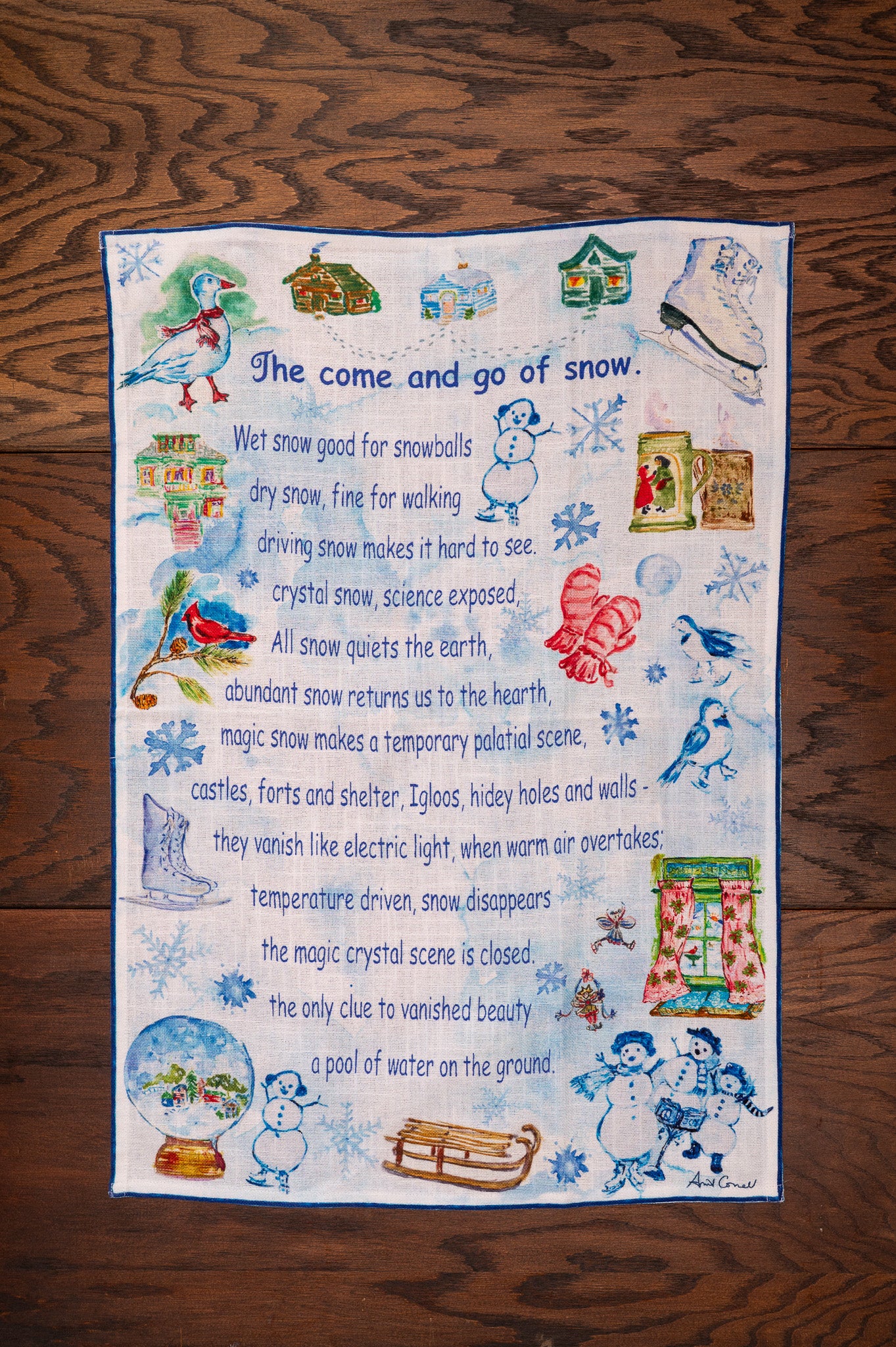 Let it Snow Watercolor Tea Towel