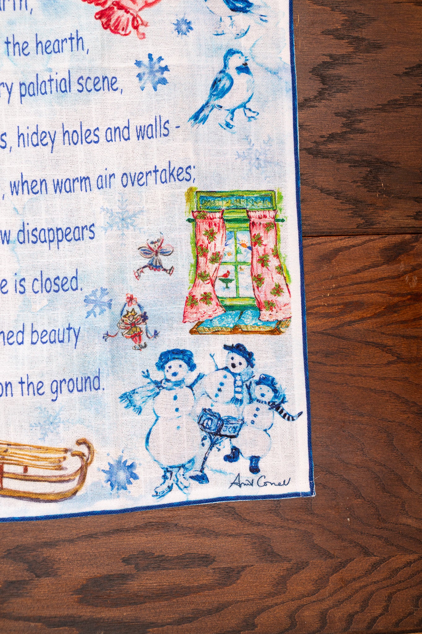 Let it Snow Watercolor Tea Towel