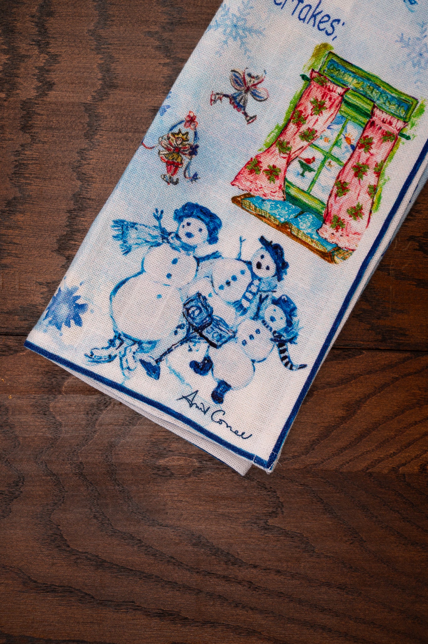 Let it Snow Watercolor Tea Towel