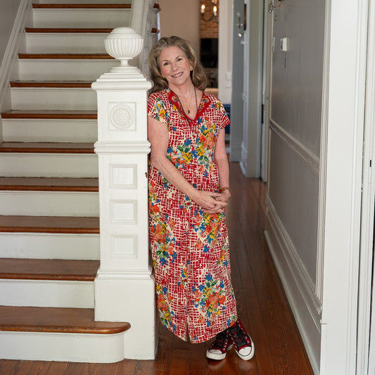The Lisbon Rose Dress in Red