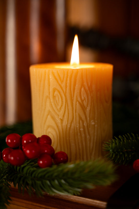 Stump Beeswax Pillar Candle